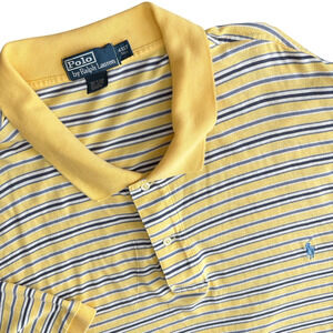 Polo Ralph Lauren Shirt Men's Size 4XLT Tall Yellow Striped Pony Short Sleeve